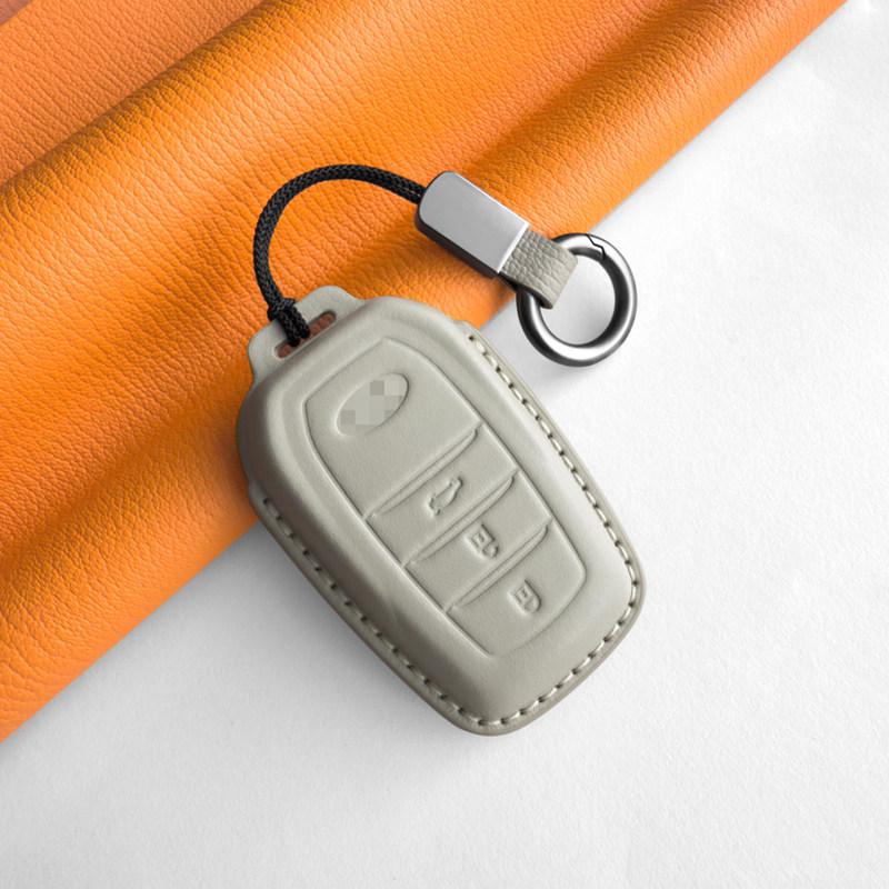 Genuine Leather Key Case Compatible with Toyota Land Cruiser, Prado, Corolla, and Regal Models.