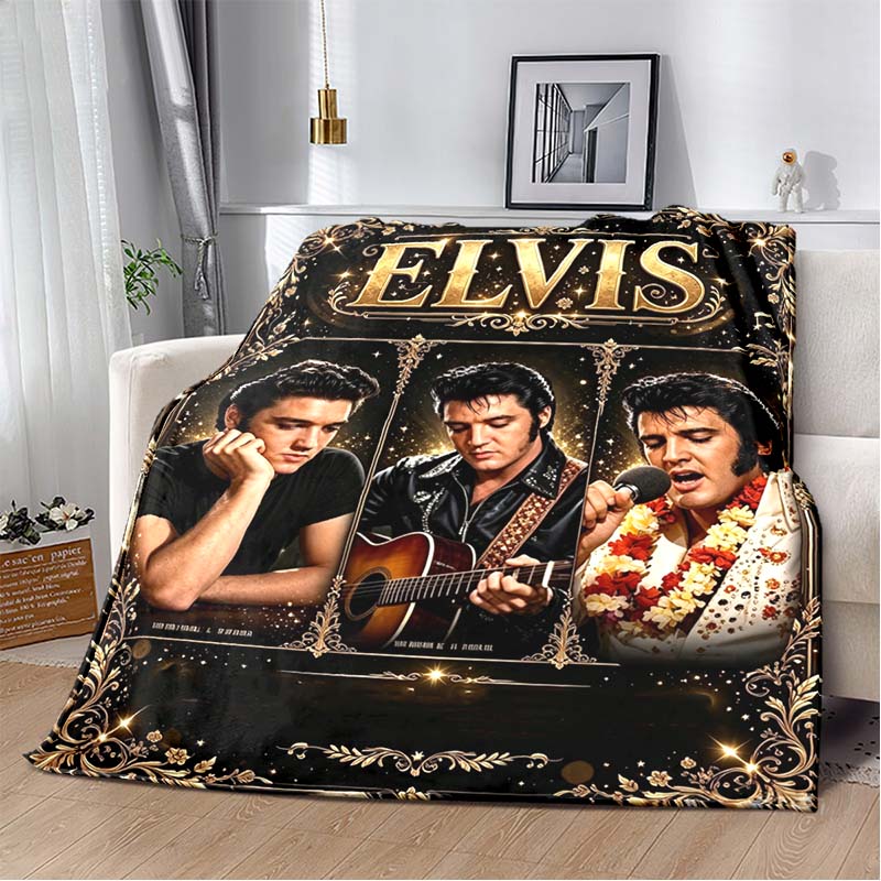 Coperta in Flanella Stile Rock 'n' Roll Elvis, Morbida Accogliente Calda Coperta da Divano Letto Divano Casa Viaggio Regalo per Fan coperta
