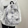 Tie-dye niche schoolbag, ink backpack, simple college student backpack, high school student large capacity