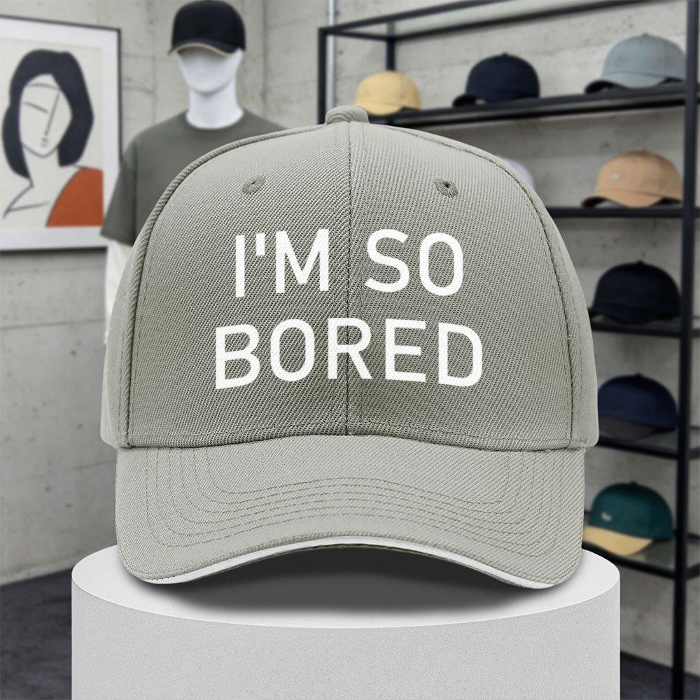 IM SO BORED Letter Print Baseball Cap Adjustable Duckbill Hat for Unisex Women Lightweight Sports Fishing Party Gift