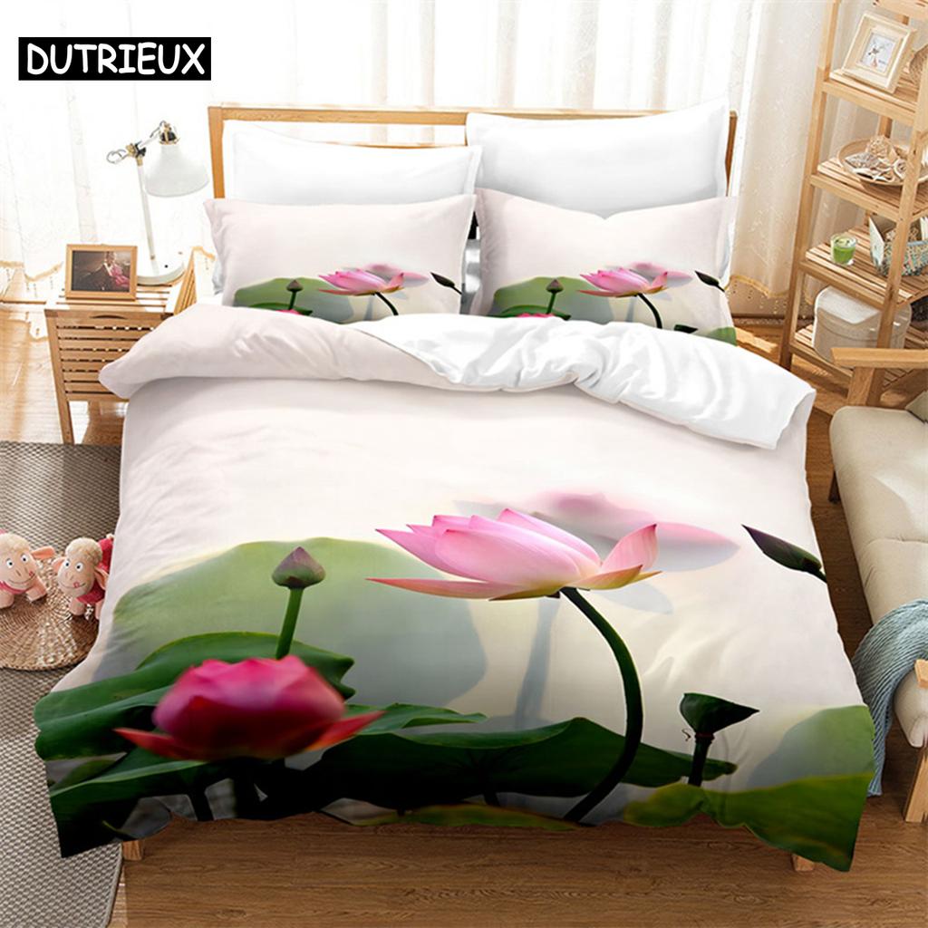 Comforter Blue Flower Butterfly Queen Bedding Kids Bedroom Bed Set King Size Bedding Set