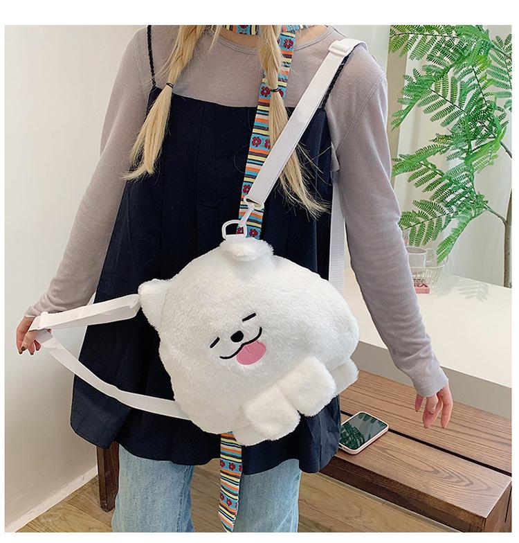 Xuanxuan's Samoyed Plush Backpack: Large Capacity, Cute and Sweet White Pillow Doll Design