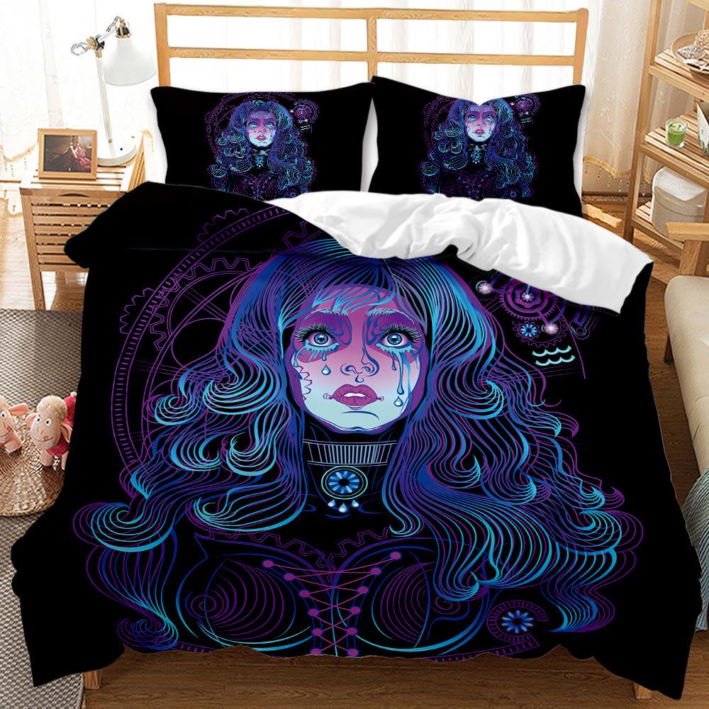 Twelve Constellations Duvet Cover Set King Size Mystery Black Background 3D Printed for Kids Teen Adult Polyester Bedding Set