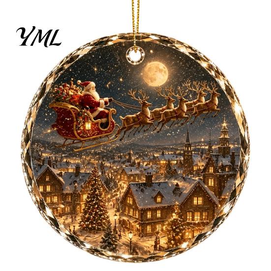 Christmas Landscape Ornament Scene Acrylic for Holiday Tree Decor, Decorative Seasonal Ornaments Hanging Keepsake Party And Home Decorations Supplies