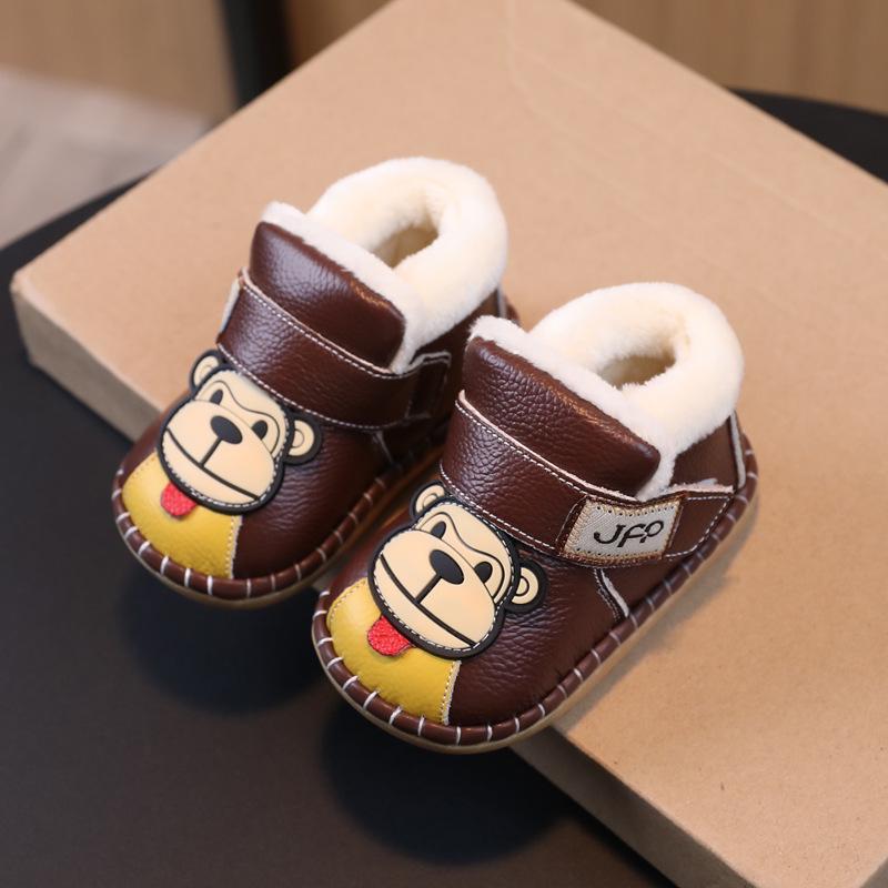 Warm Toddler Fleece-Lined Winter Shoes for Boys & Girls, Soft Sole, Non-Slip, Ages 1-2