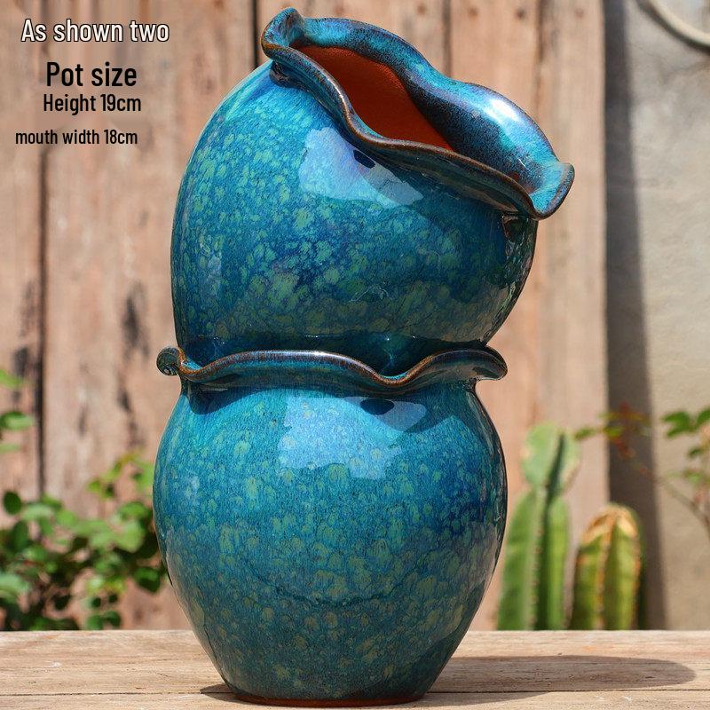 Vaso per Succulente in Ceramica Grezza Fatto a Mano - Fioriera Orchidea Intagliata con Ampia Bocca