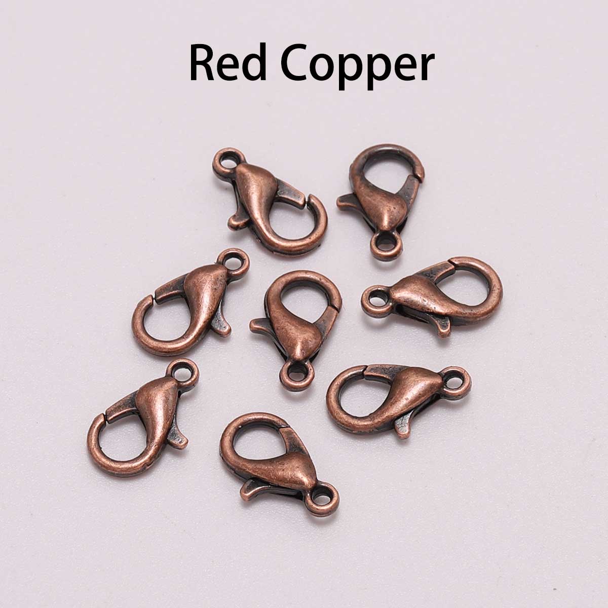 

50 шт./лот 10, 12, 14, 16, 21 мм, ювелирные изделия, сплав, античная бронза, золото, застежка-лобстер, крючки для DIY, ожерелье, браслет, цепочка, аксессуар 21mm медный красный
