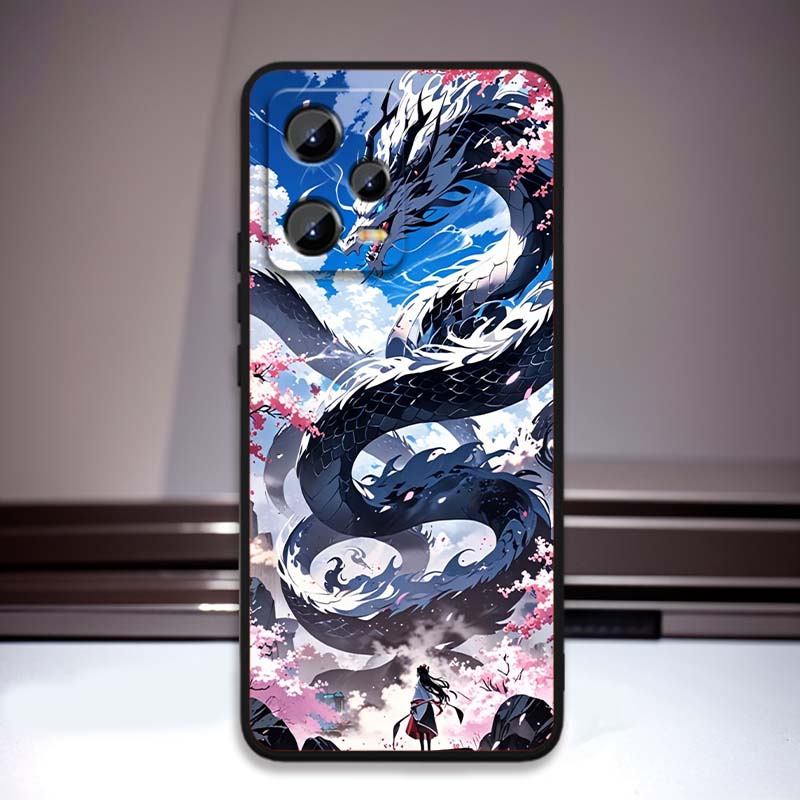 Anime Dragon Design Phone Case For Xiaomi Redmi Note 15 14 13 12 12S 11E 11 11S Pro Plus 4G 5G Black Soft TPU