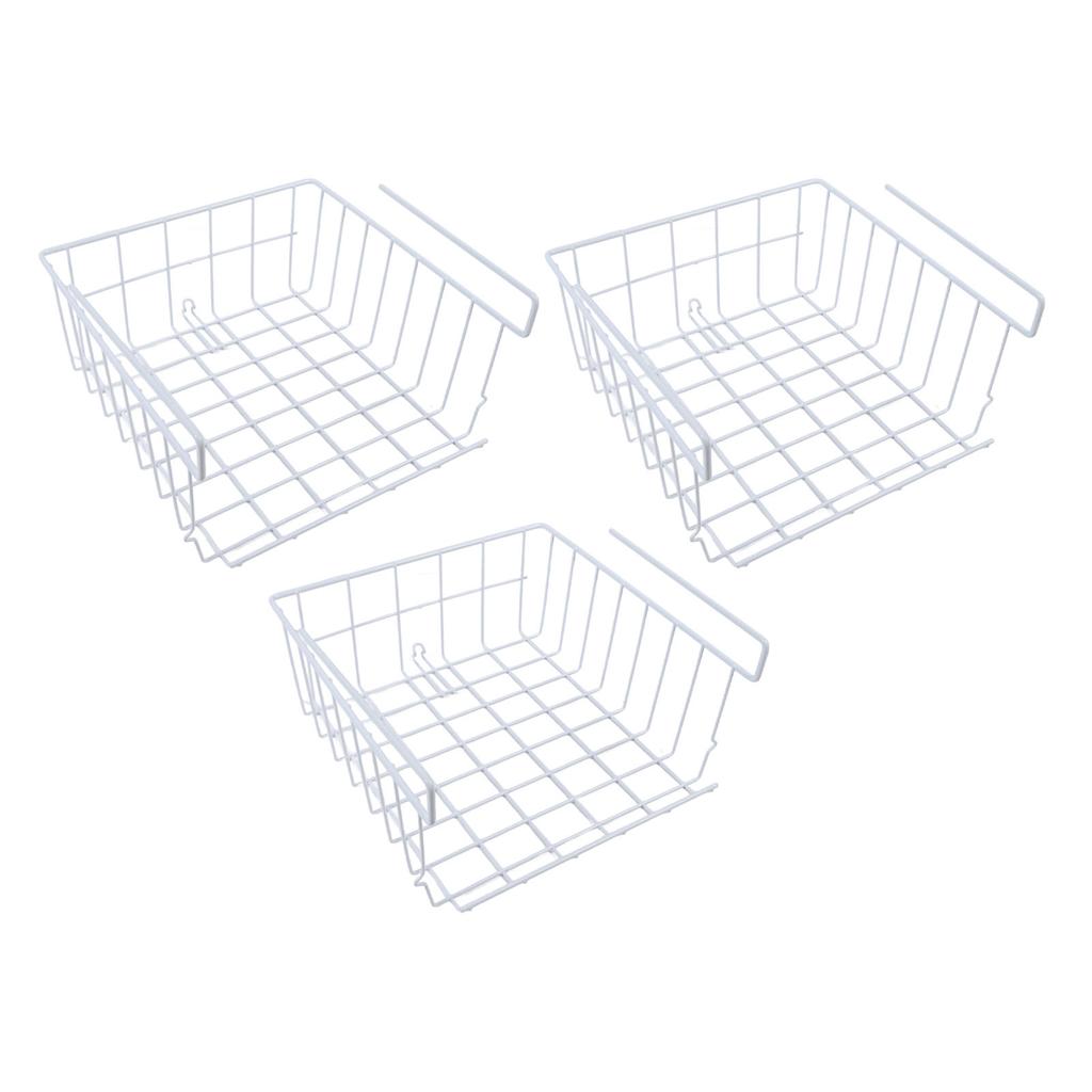 3pcs Under Shelf Storage Basket Iron Space Saving Multifunctional Hanging Under Cabinet Organizer