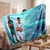Kylian Mbappe Personalized Fleece Blanket With Football Logo, Custom Name Text Soft Warm Home Throw Blanket