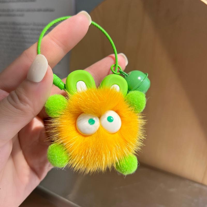 Cute Mink Hair Small Briquettes Car Keychain Pendant Ugly Things Ins Internet Celebrity Hair Pom-pom Book Bag Pendant