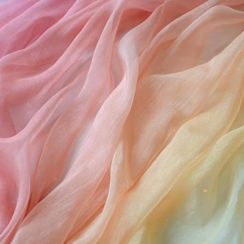 3/5/10m Multicolor Gradient Silk-Crepe Chiffon Fabric for Handmade DIY Sewing Hanfu Apparel Making Wedding Decoration