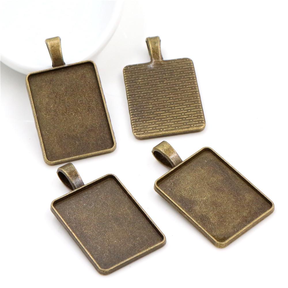 New Fashion 6pcs 18x25mm Inner Size 4 Style Rectangle Cabochon Base Setting Charms Pendant,Fit  18*25mm Rectangle Glass Cabochon
