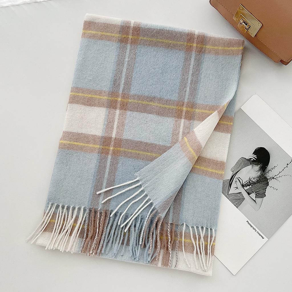 100% Pure Wool Scarf Female Winter Warm Cashmere Shawl Checkerboard Couple Accessory Outdoor Wrap Windproof Scarf