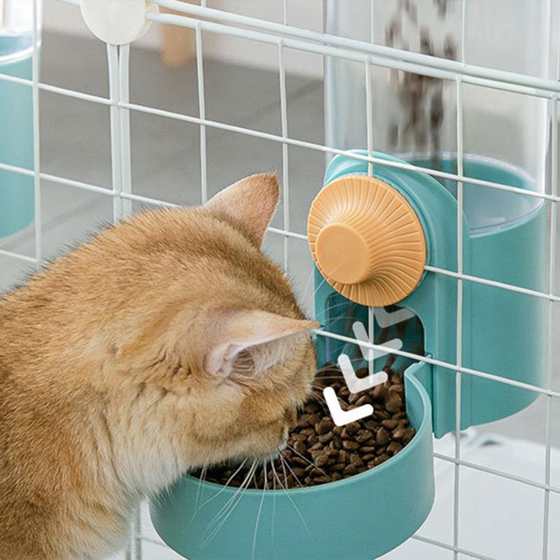 Haustierkäfig Hängender Futter-Wasserspender Hängende Automatische Haustier-Wasserflasche Schüssel für Katzen Hunde Kaninchen Grün