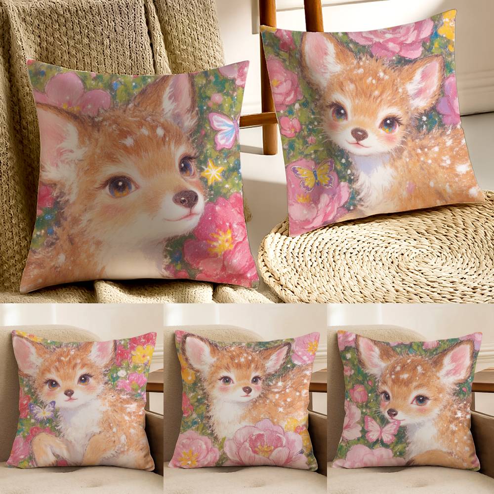 Oil painting style Pillow Case Anti-dustmite Pillowcase Invisible zipper silky Sofa cushion cover