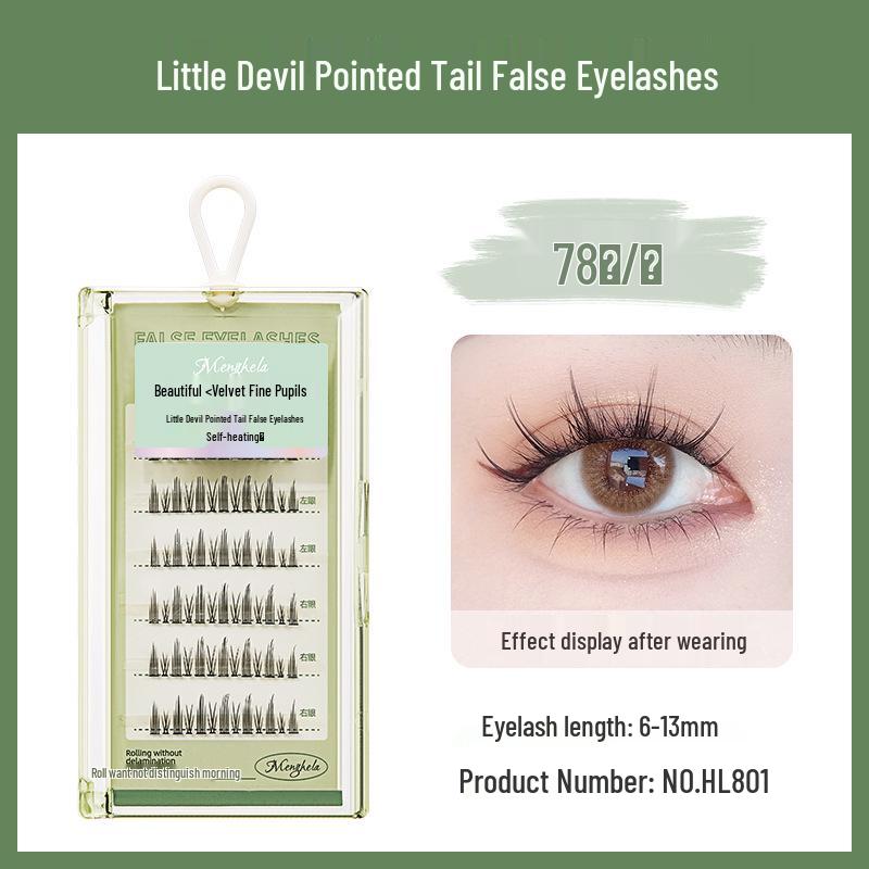 Menghela Big Eye Natural Curled False Lashes - Thin Stem Single Cluster for Lengthening