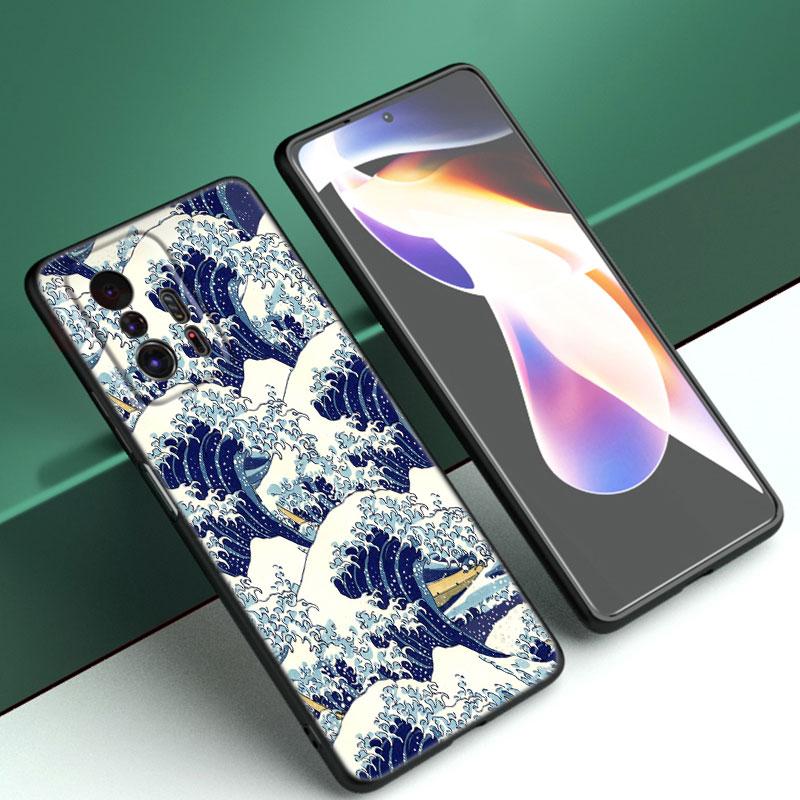 Japanische Welle Anime Drache Handyhülle Für Xiaomi Mi A2 8 9 SE Note 10 10T 11 12 Lite 9T 11T 12S 12T Pro A3 6X 12X TPU Schwarze Hülle