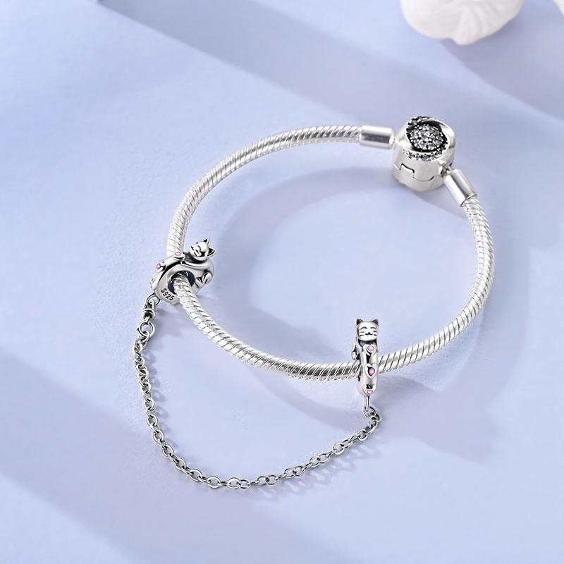 925 Silver Travel Bee Safety Chain Pendant Charms Fit Original 925 Bracelet Necklace For Women DIY Gift Jewellery