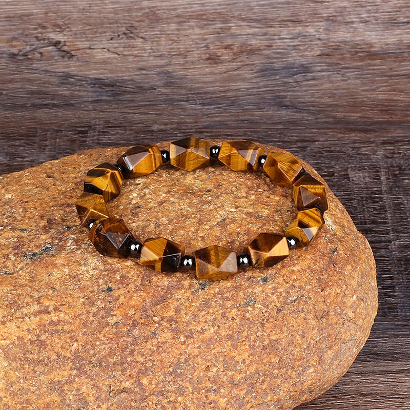 Natürlicher facettierter Tigeraugenstein Reiki-Armbänder Herren Mode Energie Hämatit-Perlen Armbänder für Frauen Seelen Schmuck Geschenk Pulsera