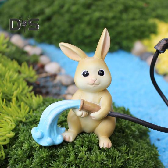 Rabbit Flush Sculpture Bunny Decor Yard Decoration Resin Bunny Figurines Home Garden Outdoor Statues Easter Rabbit Decoration