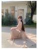 Sweet Narcissus Camellia Knit Dress with Lace Ruffle Collar & Flowy Gauze Skirt
