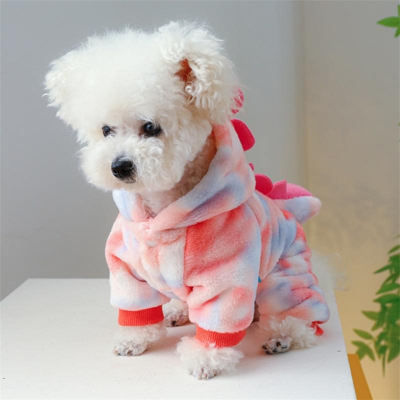 Dog Furry Jumpsuit for Dogs Boy Girl Medium Dogs for Indoor and Outdoor Use Cartoon Dinosaur Clothes Outfit for Pet Dogs