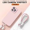 Lanyard Phone Case For iPhone 16E 16 14 15 Plus 12 13 Mini 11 16 Pro X XR XS Max SE Liquid Silicone Strap Protector Soft Cover