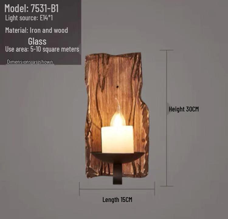 Vintage Industrial Wood Wall Lamp for Bar, Cafe, or Bedroom