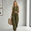 Completi da Donna 2 Pezzi Top Corto Senza Maniche e Pantaloni Lunghi a Gamba Larga Set Coordinati Casual Abbigliamento Estivo per Viaggi Vacanze Relax