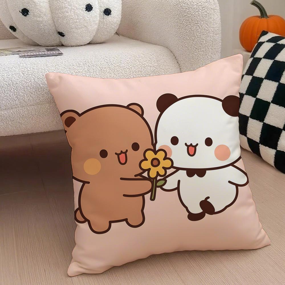 Cute Lovely B-Bubu And D-Doodle Cushion Cover Throw Pillow Cover Hidden Button Durable Polyester Chair Cushion