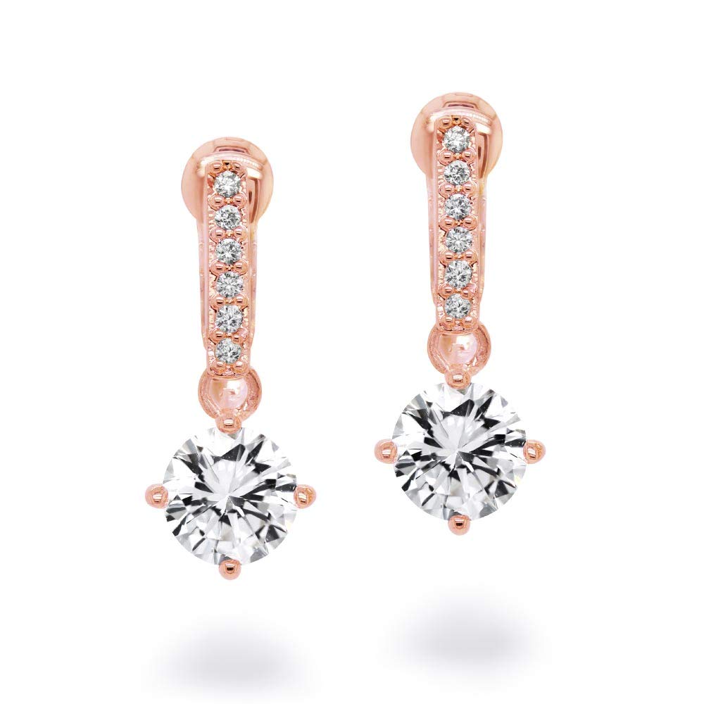 Gift from New York Dangle Earrings Pink Gold Processed 925 Silver Metal Hypoallergenic Gift Women's 1.25ct Women's