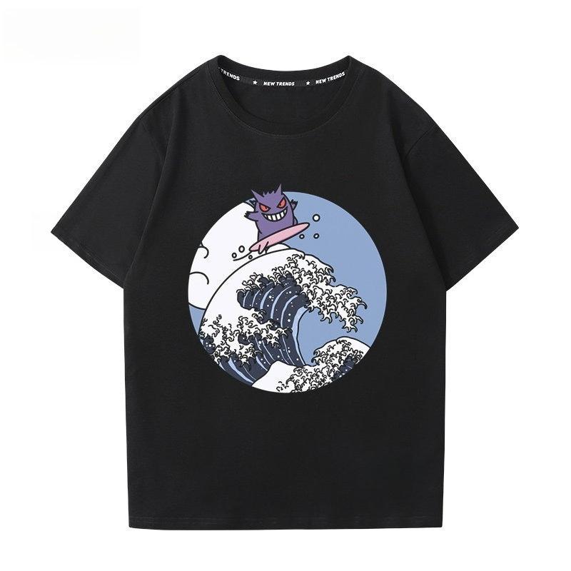 T-shirt με Εκτύπωση Pokémon Gengar 100% Βαμβακερό Ανδρικό Καλοκαιρινή Μόδα 2026 Oversize Street Casual Y2K Μπλούζες Ρούχα Streetwear