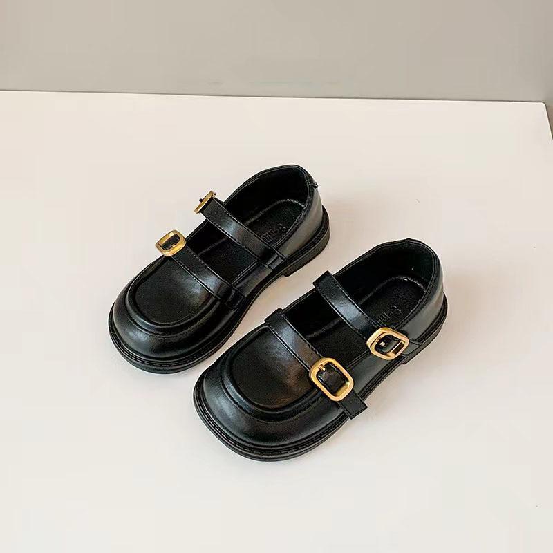Кожаные туфли для девочек, новые осенние черные туфли-одиночки, детские туфли принцессы на мягкой подошве, туфли для маленьких девочек 26 чёрный