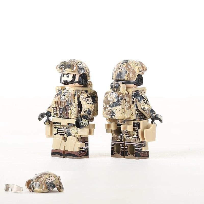Advanced Printing China Desert Army Special Forces MOC Mini Figures Accessories Vests Helmet Military Building Blocks Toy