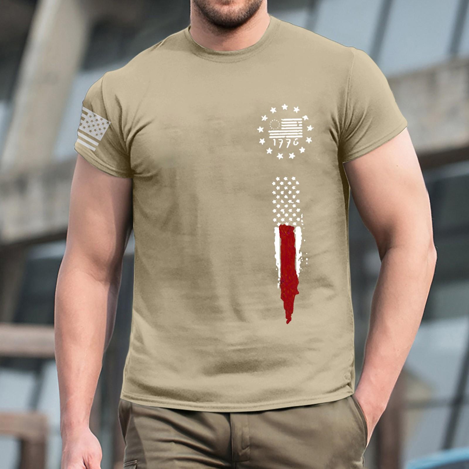 

Summer Men s Popular T-shirt Printed Round Neck Short Sleeve T-shirt XXXL хакі