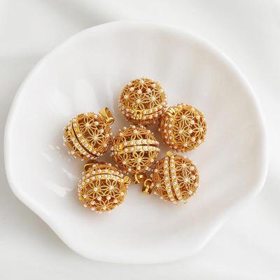 Pendentif Sachet Perle Creuse Plaqué Or - Style Ancien Ouvrable Ornement de Bijoux DIY