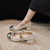 Retro Square Toe Chunky Heels Mary Jane Shoes 2024 Autumn New Color Matching Bow Chain Pumps Outdoor Dress Soft Ballet Shoes