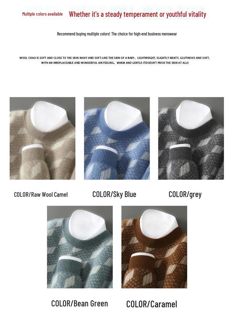 2025 Men's Autumn/Winter 100% Wool Jacquard Knit Sweater