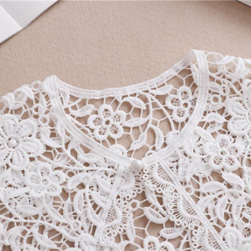 Korean Embroidery Floral Lace Fake Collar Girl Big Lapel Shirt Detachable Collars Accessories For Women Neck Detachable Collars
