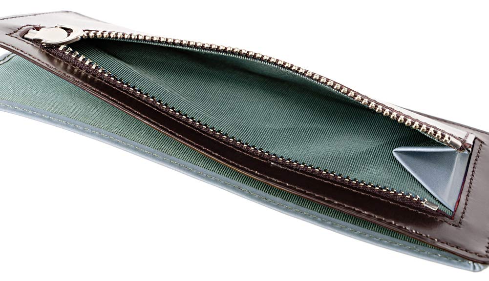 Poke Money Klapka Skóra Bridle Cienki Długi Portfel Smart Portfel Prezent na Dzień Chłopaka Czekoladowy x Jasnoniebieski 1630 [Cypris] Portfel-BR (L) Ojca