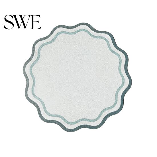 Faux Leather Table Mat Scalloped Placemat Heat-Resistant Non-slip Heat Insulation Quick-drying Place Waterproof Dining Protection Decoration
