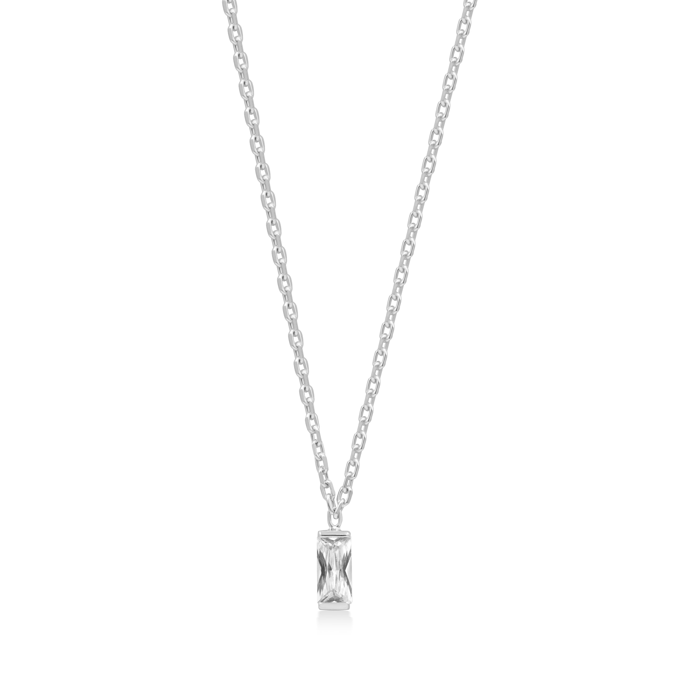 

[Takeda Jewelry] Ожерелье-подвеска Хрустальный стержень, СереброЗолото, Прямоугольный дизайн (Белое золото)