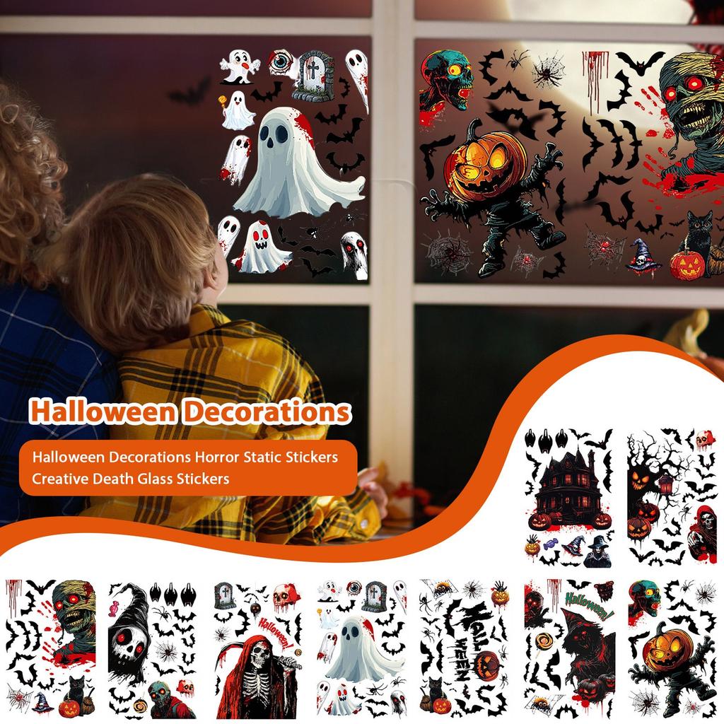 Halloween Decorations Horror Static Stickers Creative Death Glass Stickers