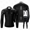 Men Women Thermal Fleece Cycling Set Long Sleeve Bib Pants Road MTB Winter Outdoor Sports