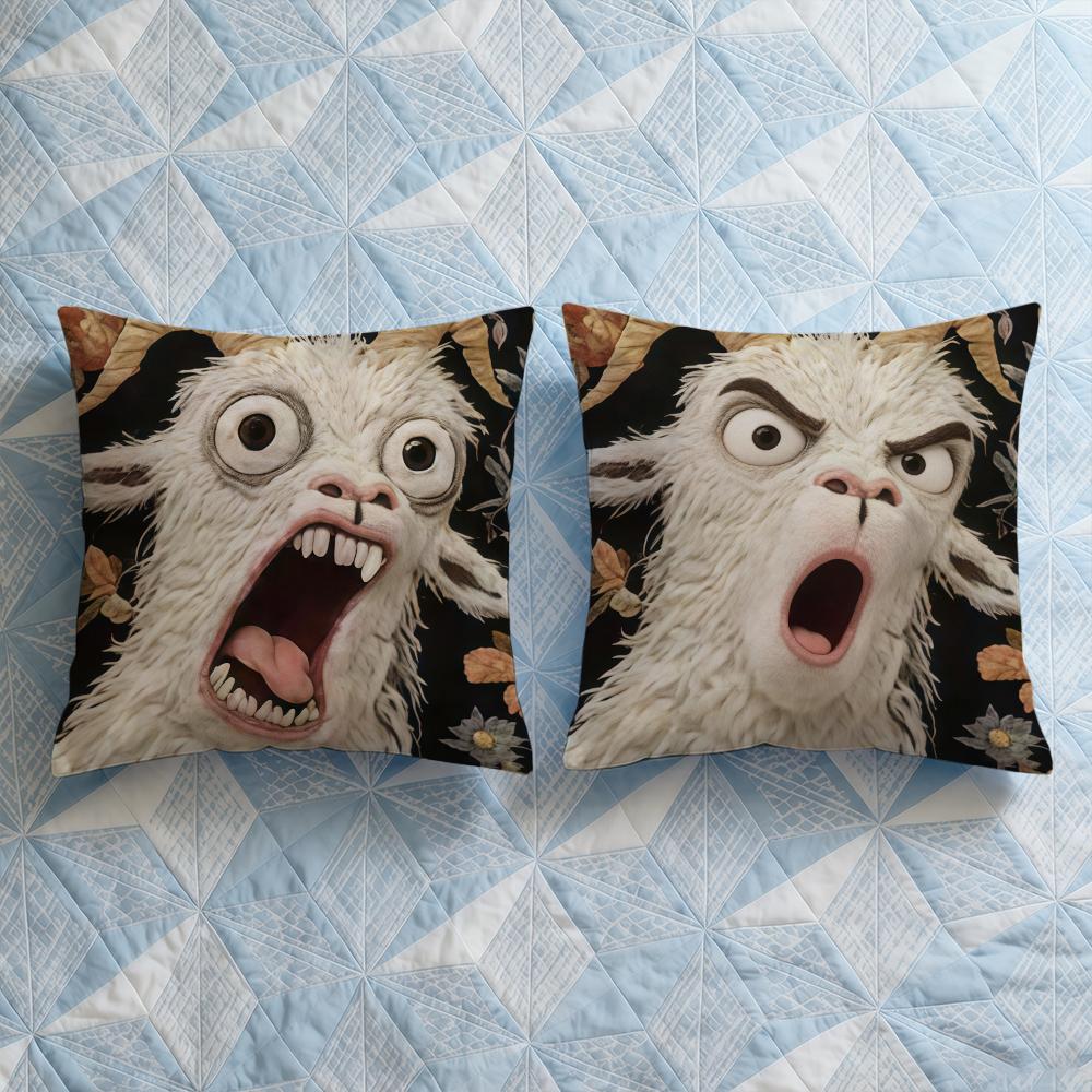 Cushion Cover Soft Case For Goat Sofa Face Living Room 2D Home Comfortable Office Decor Spooky Protective Pillow Covers