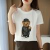 Women's Short-Sleeve Mercerized Cotton T-Shirt, Casual Round Neck, Lightweight Summer Loose Fit Top