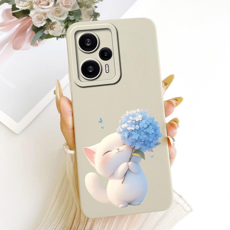 For Xiaomi Redmi Note 12 Turbo Cute Cat Flower Cartoon Phone Case For Redmi Note12 Turbo Shockproof Soft Silicone Bumpers