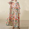 Kurzarm Plus Size Vintage Blumenmuster Neue Kleider für Damen Lässiges lockeres Maxi-Sommerkleid