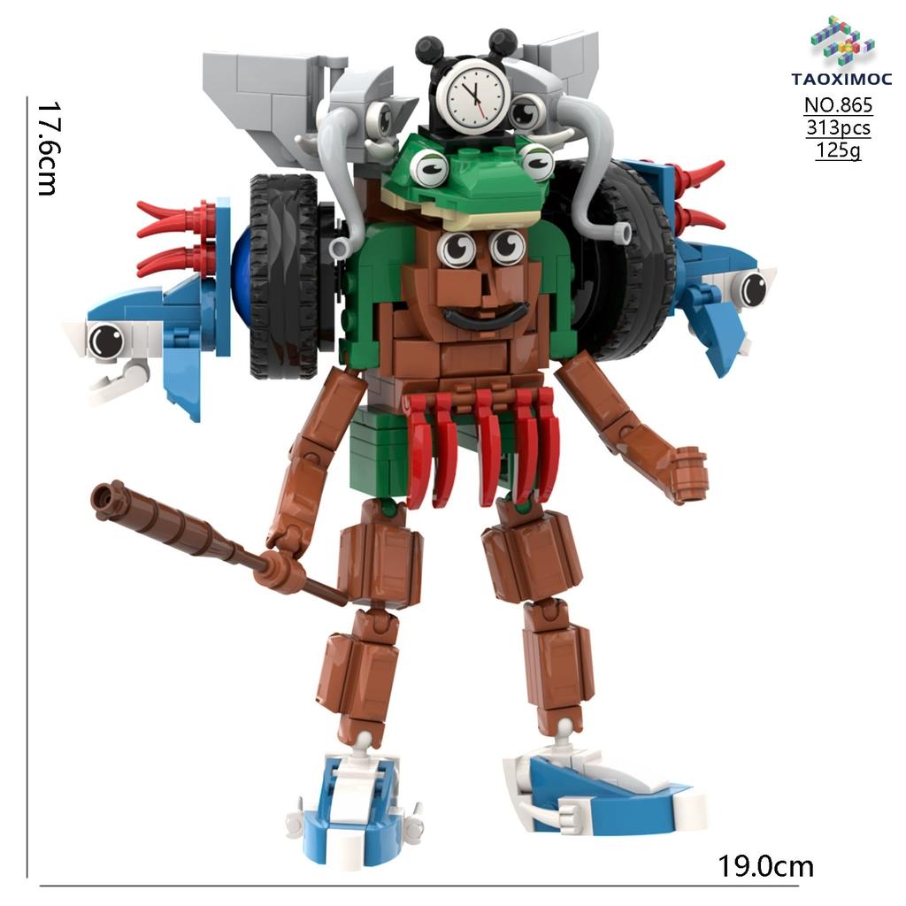 AI Anime Shanhaijing Tung Tung Sahur Wooden Stick People Pass Abstract Building Block Set Gift Present Toy Ornament Brick Doll Scale Model